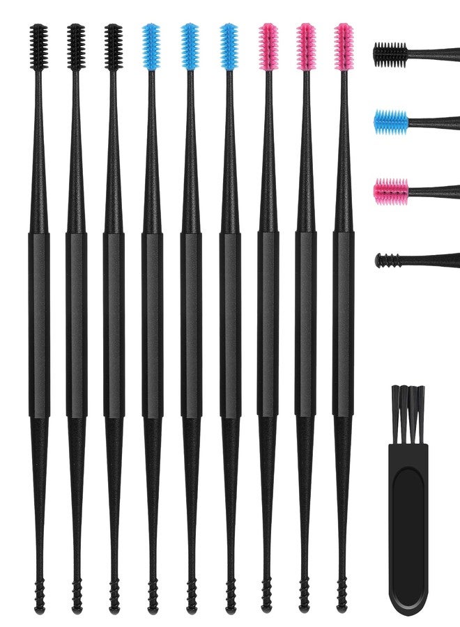 oruola مجموعة أورولا لإزالة شمع الأذن من السيليكون، 9 قطع، أداة حلزونية قابلة لإعادة الاستخدام، أداة آمنة وناعمة لإزالة شمع الأذن مع فرشاة تنظيف، مناسبة لكبار السن والبالغين والأطفال - Image 1